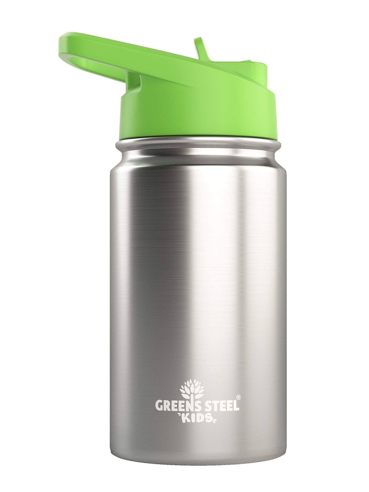 Kids Water Bottle - 12oz Stainless | Leak Proof With Straw & Handle | 24 Hours Cold | Insulated, Double Wall Stainless Steel | E
