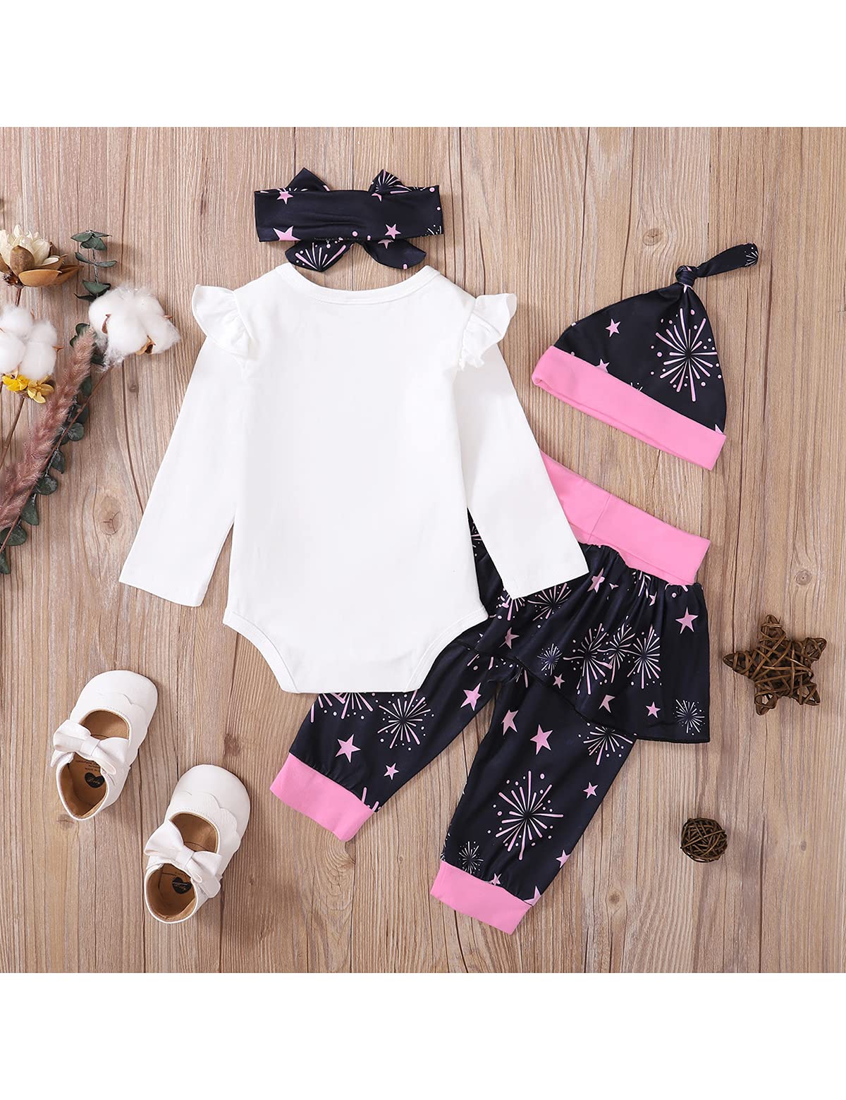 Aslaylme Baby Girl New Year Outfit Newborn 1St New Year Clothes First New Year Bodysuit (White-Long,3-6 Months)