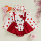 Lagkiyoj Newborn Baby Valentines Day Outfit Baby Girl Romper Ruffle Long Sleeve Ribbed Valentines Dress With Headband (Heart Red