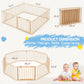 Hommow Wooden Baby Playpen Extra Large, 74?74Foldable Play Fence For Babies And Toddlers,Safety Play Yard With Locking Gate, Cha