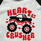 Boys Girls Valentine'S Day Shirt Monster Truck Heart Crusher Tee Shirt Toddler Valentines Tops Long Sleeve Raglan Graphic Tees S