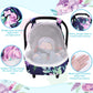 Baby Car Seat Cover, Purple Flower, Infant Carseat Canopy Girls, Summer Cozy Net Cover, Breathable Comfortable, Watercolor Flora