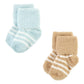 Hudson Baby Unisex Baby Cotton Rich Newborn And Terry Socks, Navy Mint Stripe, 12-24 Months