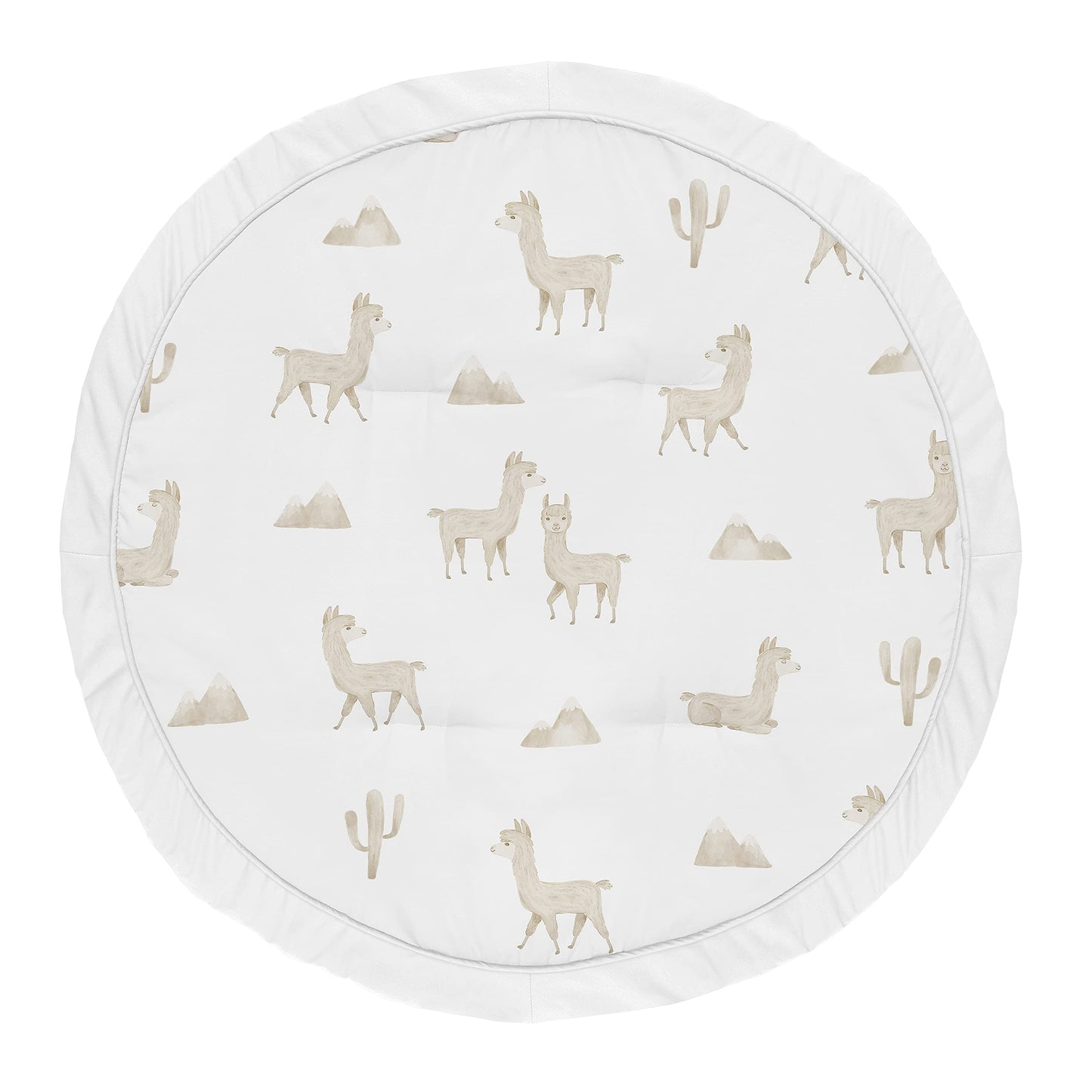 Sweet Jojo Designs Boho Llama Boy Or Girl Baby Playmat Tummy Time Infant Play Mat - Gender Neutral Beige Taupe Tan And White Boh