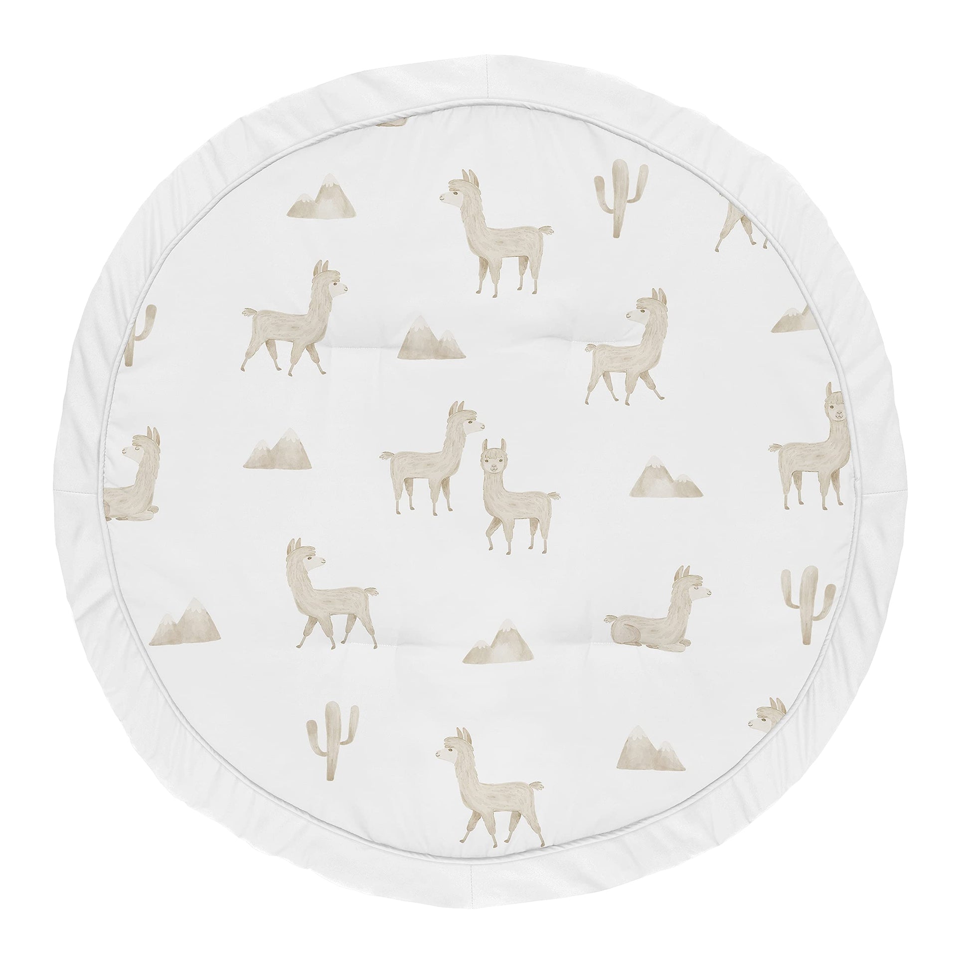 Sweet Jojo Designs Boho Llama Boy Or Girl Baby Playmat Tummy Time Infant Play Mat - Gender Neutral Beige Taupe Tan And White Boh
