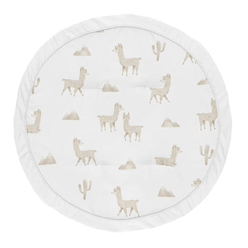 Sweet Jojo Designs Boho Llama Boy Or Girl Baby Playmat Tummy Time Infant Play Mat - Gender Neutral Beige Taupe Tan And White Boh