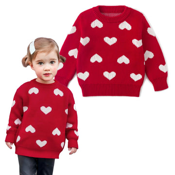 Simplee Kids Baby Girls' Valentine'S Sweater Red Pullover Coat Cotton Sweater Patterns To Knit Heart For Autumn Fall And Winter