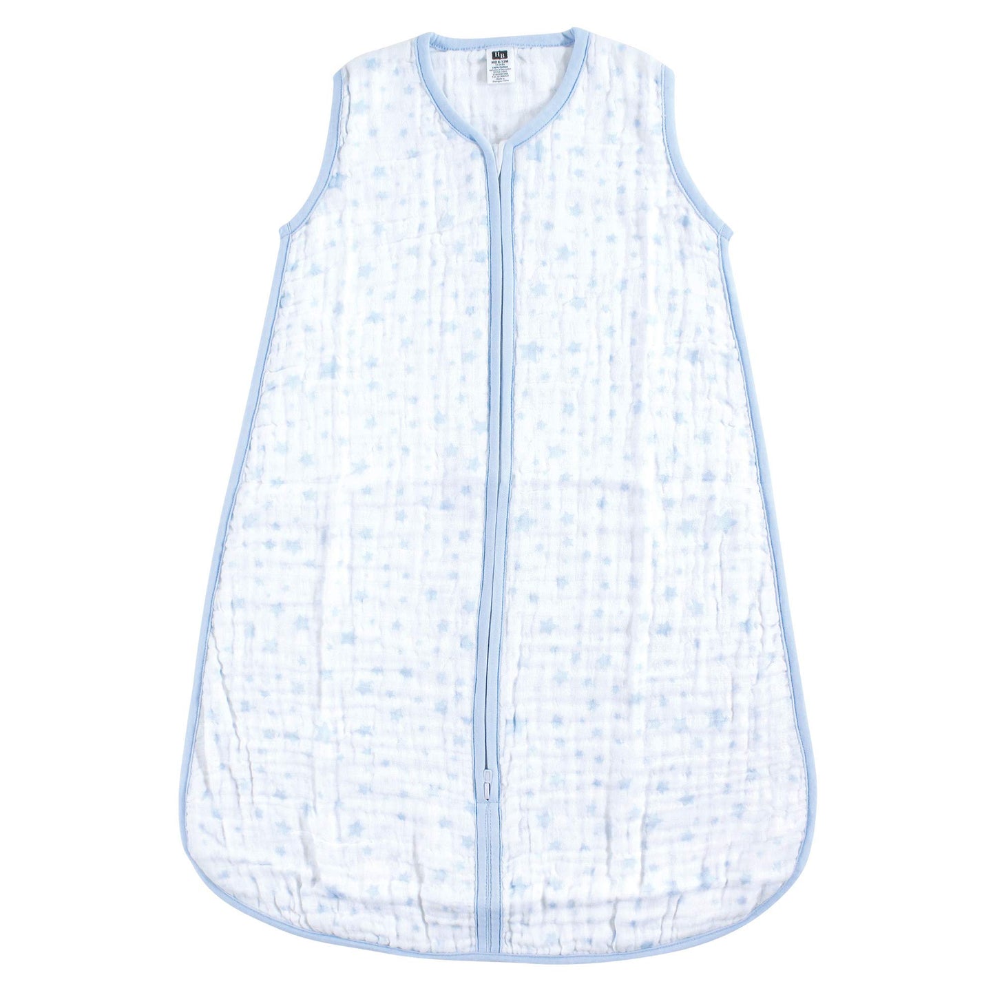 Hudson Baby Unisex Baby Muslin Cotton Sleeveless Wearable Sleeping Bag, Sack, Blanket, Blue Stars, 12-18 Months