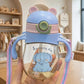 Playbury Kids Sipper Cup with Handle and Shoulder Strap, Baby Blue, BPA Free Silicone, 300 ml, Anti Spill Lock, 6Month+ (Baby Bl