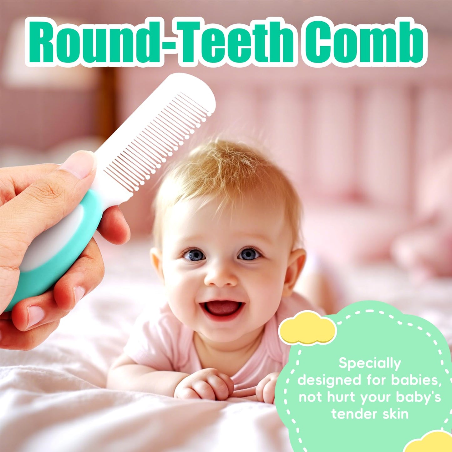 Baby Hair Brush And Comb Set, 4Pcs Baby Soft Bristles Hairbrush Cradle Cap Brush Hair Comb For Newborns Toddlers Boys Girls (Gre