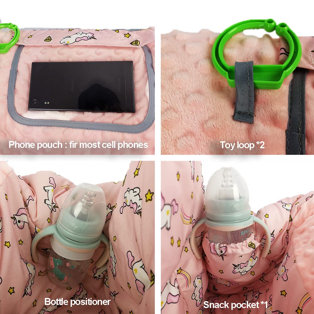 Rhydeer Shopping Cart Cover For Babies-High Chair Cover, Dotted Minky Touching, Multi In 1 Design, 360 Full Protection, Roll In