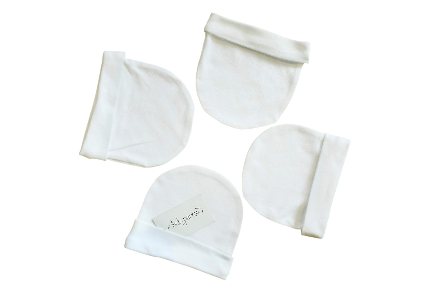 Picksparrow UnisexChild Soft Cotton Newborn Baby Caps Set/Newborn Essentials (Solid White, Pack Of 4) (03 Months)