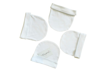 Picksparrow UnisexChild Soft Cotton Newborn Baby Caps Set/Newborn Essentials (Solid White, Pack Of 4) (03 Months)