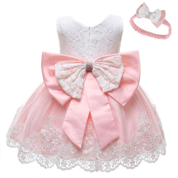 Baby Christmas Embroidery Lace Dresses Little Kid Easter Halloween Wedding Formal Event Dress (Pink01 8348,24M)