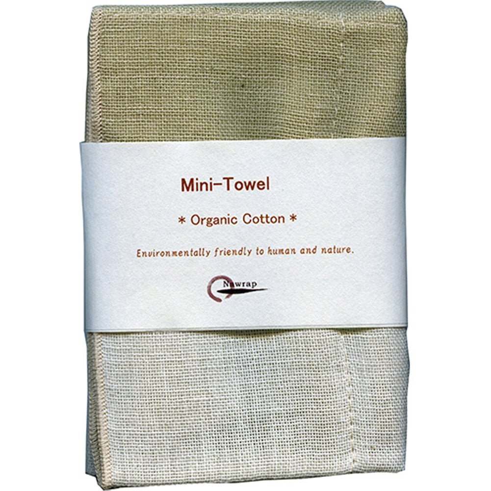 Nawrap Organic Cotton Mini Towel - 4 Ply - 10 X 10 In - Green X Ivory