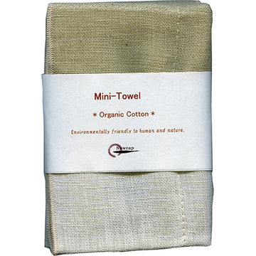 Nawrap Organic Cotton Mini Towel - 4 Ply - 10 X 10 In - Green X Ivory