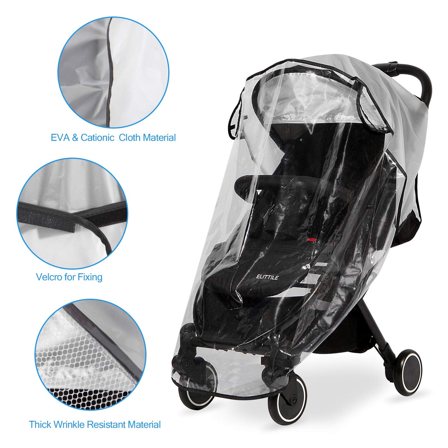 Clear Stroller Rain Cover, Universal Travel Weather Shield Breathable Baby Stroller Rain Cover For Windproof, Waterproof, Protec