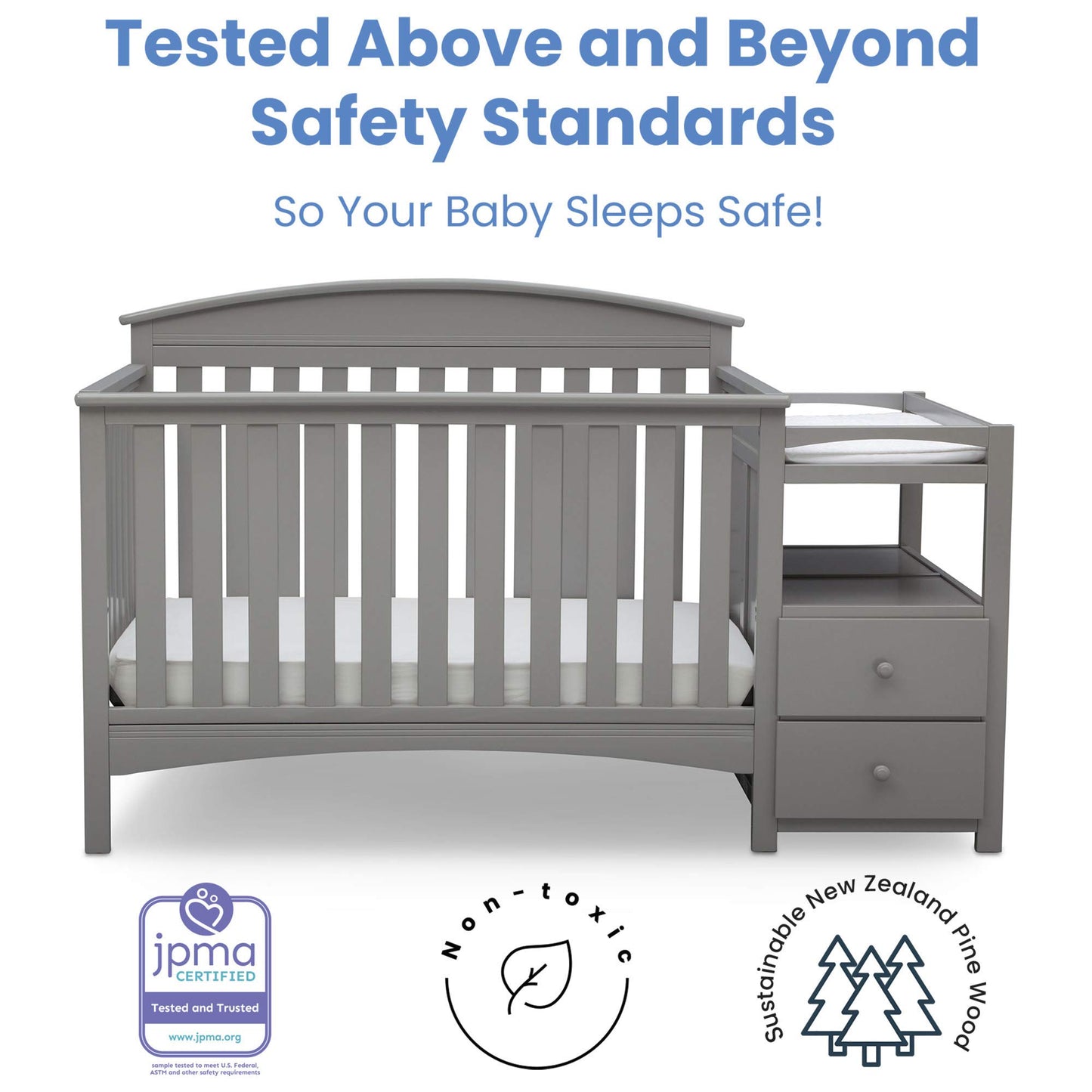 Delta Children Abby Convertible Crib And Changer, Grey