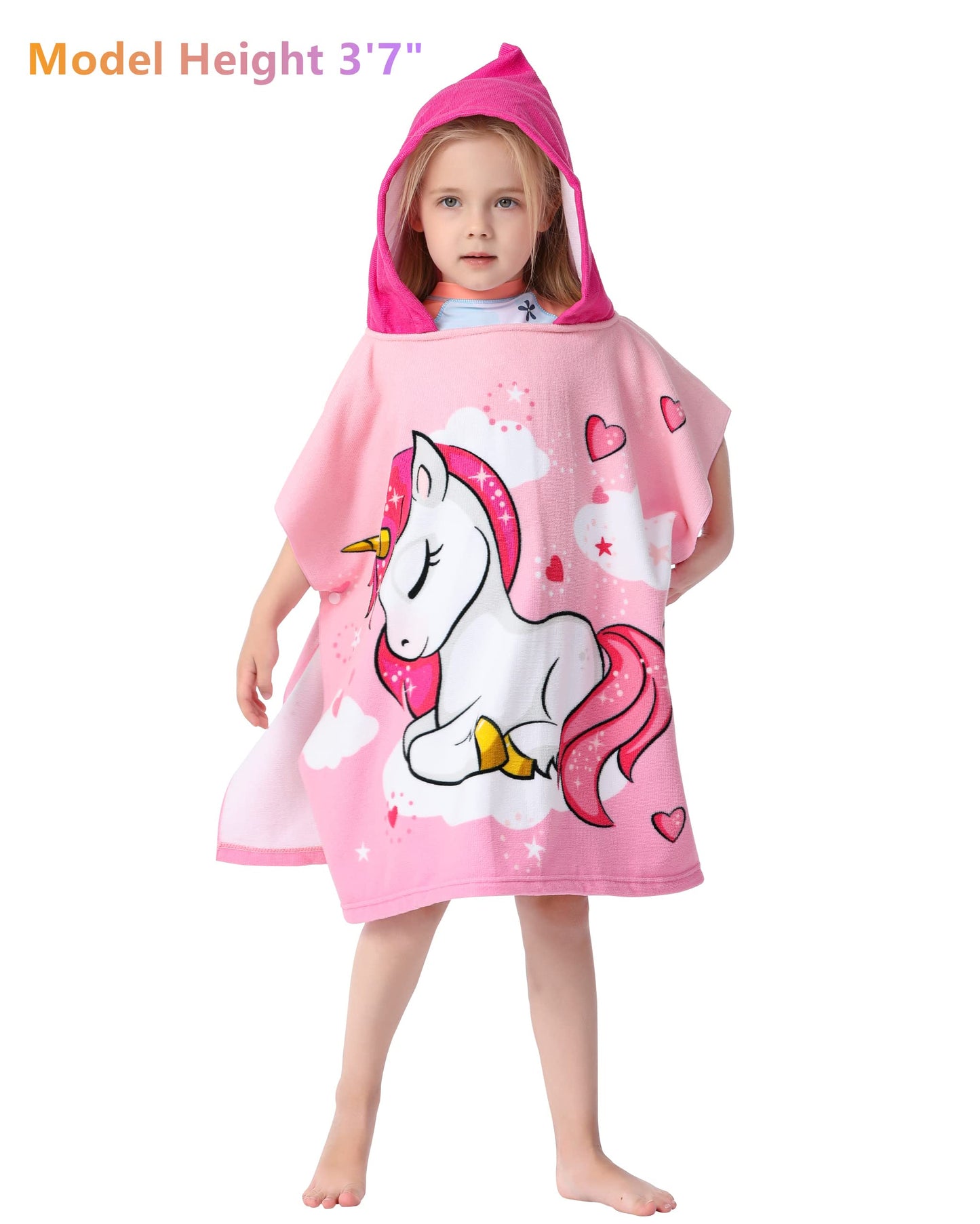 Athaelay Kids Hooded Poncho Towel For Girls, Toddlers Bath Beach Pool Swim Towels With Hood Cover-Ups Swimwear (3D Unicorn With