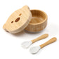 Baby Bowls With Lid,Hbm Bamboo Suction Bowls For Baby And Spoon Set,3Pc Feeding Supplies Set For Infant, Toddlers,Detachable Sil