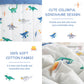 Djy Cotton Toddler Bedding Set, Blue Dinosaur Toddler Comforter Set For Boys Girls, 4 Pieces Soft Toddler Bed Set Includes Quilt