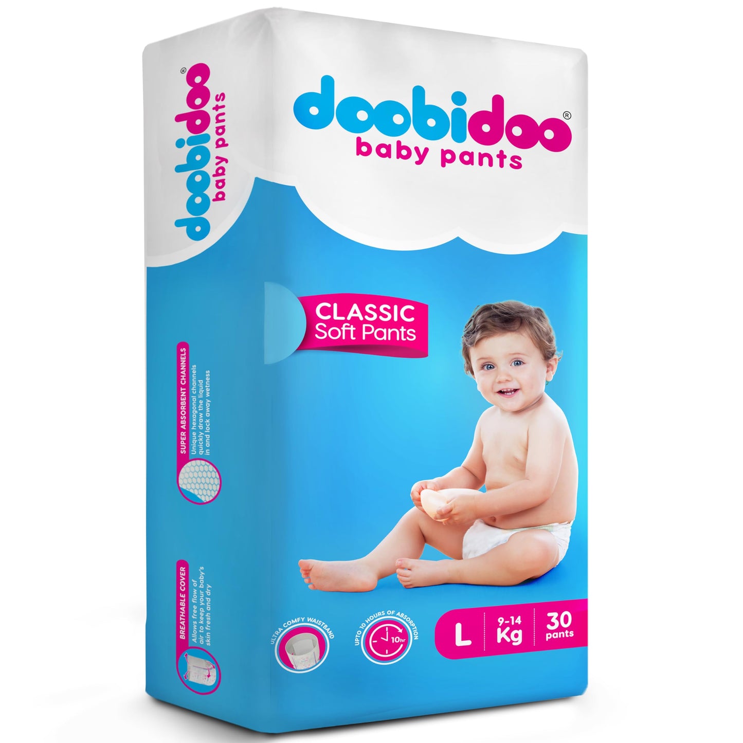 Doobidoo Classic Baby Diaper Pants  L Size | High Absorbency With Cotton Bubble Soft Topsheet, AntiLeak Side Cuffs & RashFree