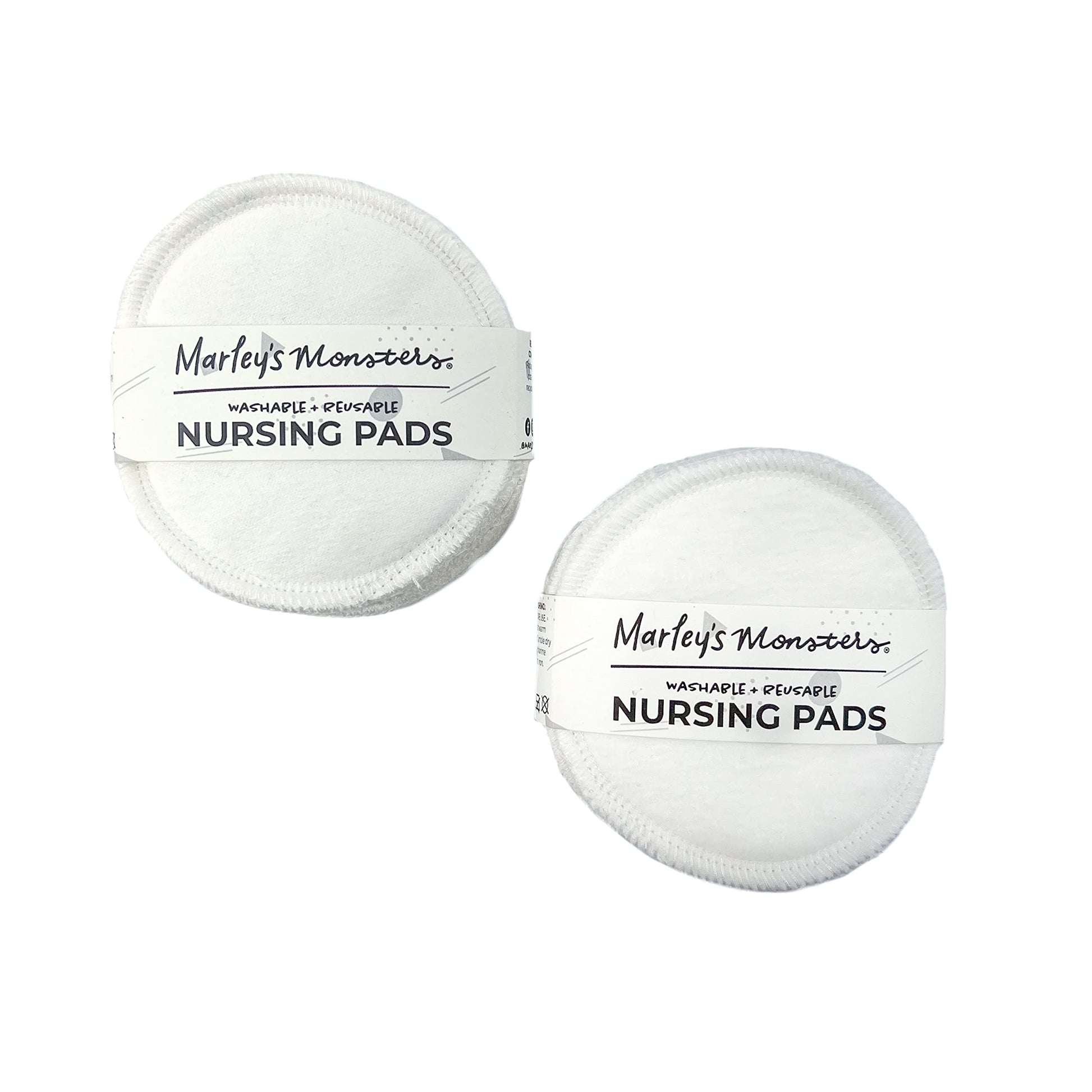 Marley'S Monsters Reusable Nursing Pads - 6 Pair Of Washable Breastfeeding Pads - Soft, Absorbent (Black And White)