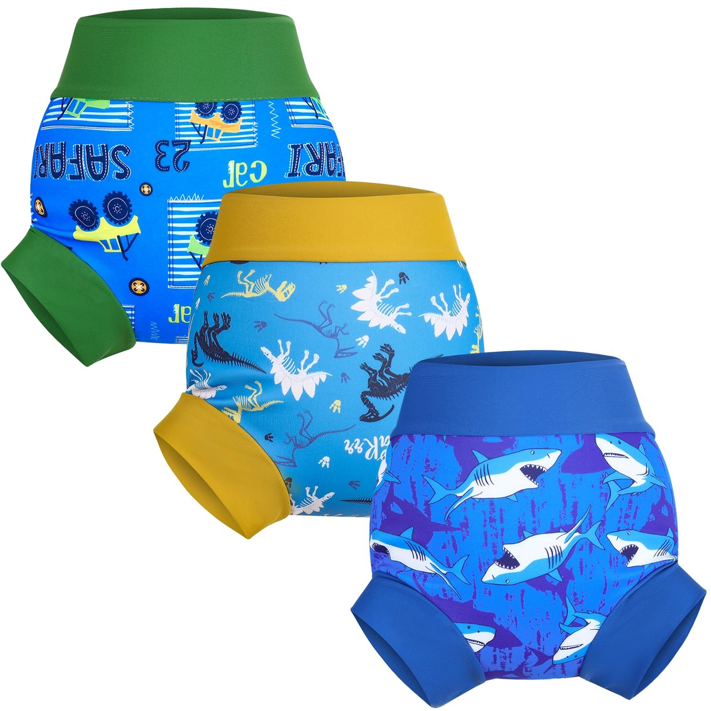 Moomoo Baby Swim Diapers 3 Pcs Waterproof Reusable Swim Diapers For Baby Swim Lesson 3T