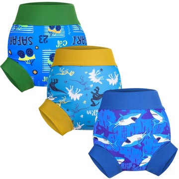 Moomoo Baby Swim Diapers 3 Pcs Waterproof Reusable Swim Diapers For Baby Swim Lesson 3T