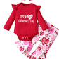 Shalofer Baby Girl Valentines Day Outfit Infant My First Valentine'S Day Flare Clothes Set(Red-Flare, 12-18 Months)