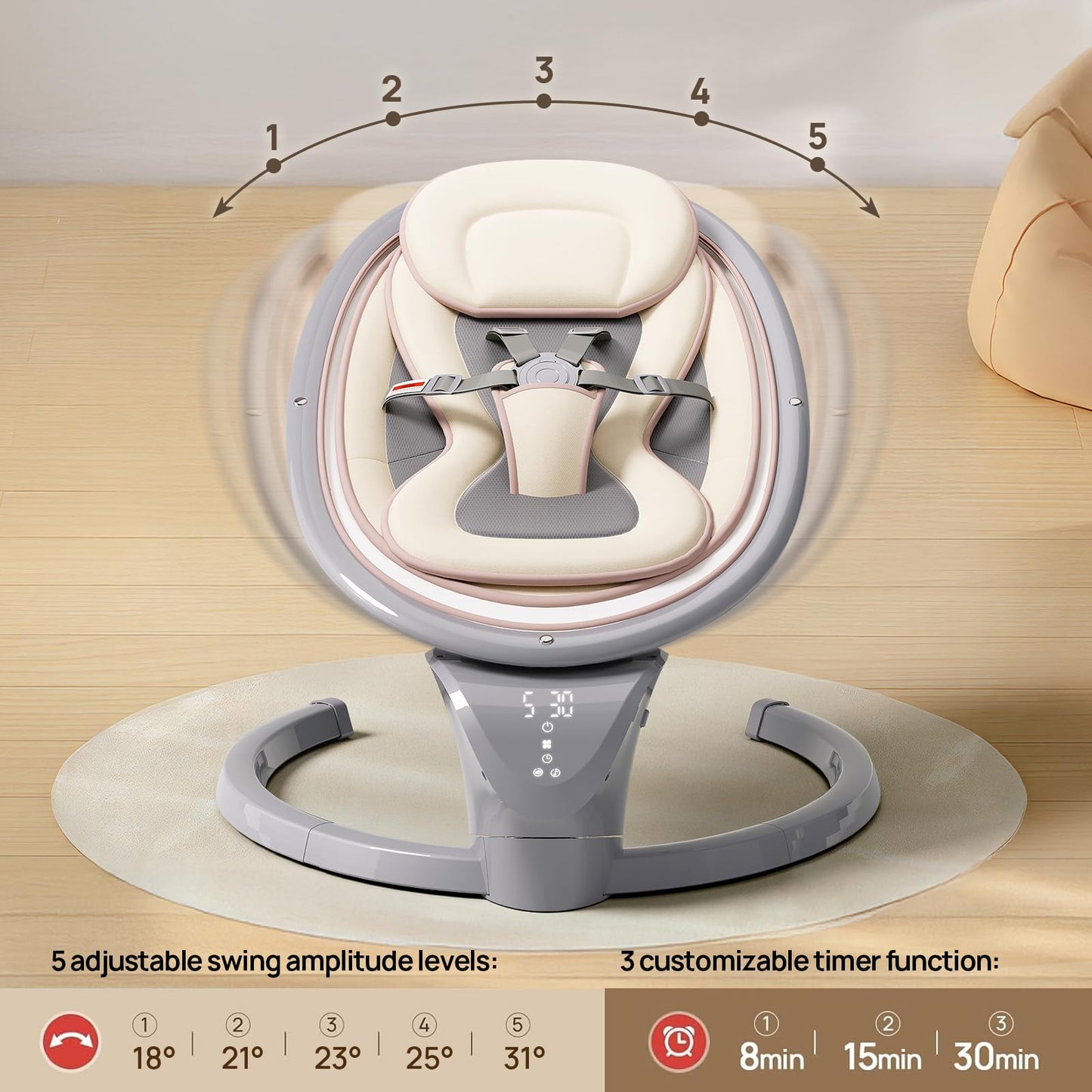 Baby Swings For Infants To Toddler, Portable Baby Swing For Indoor And Outdoor, Infant Swing For Newborn With Remote Control, 5