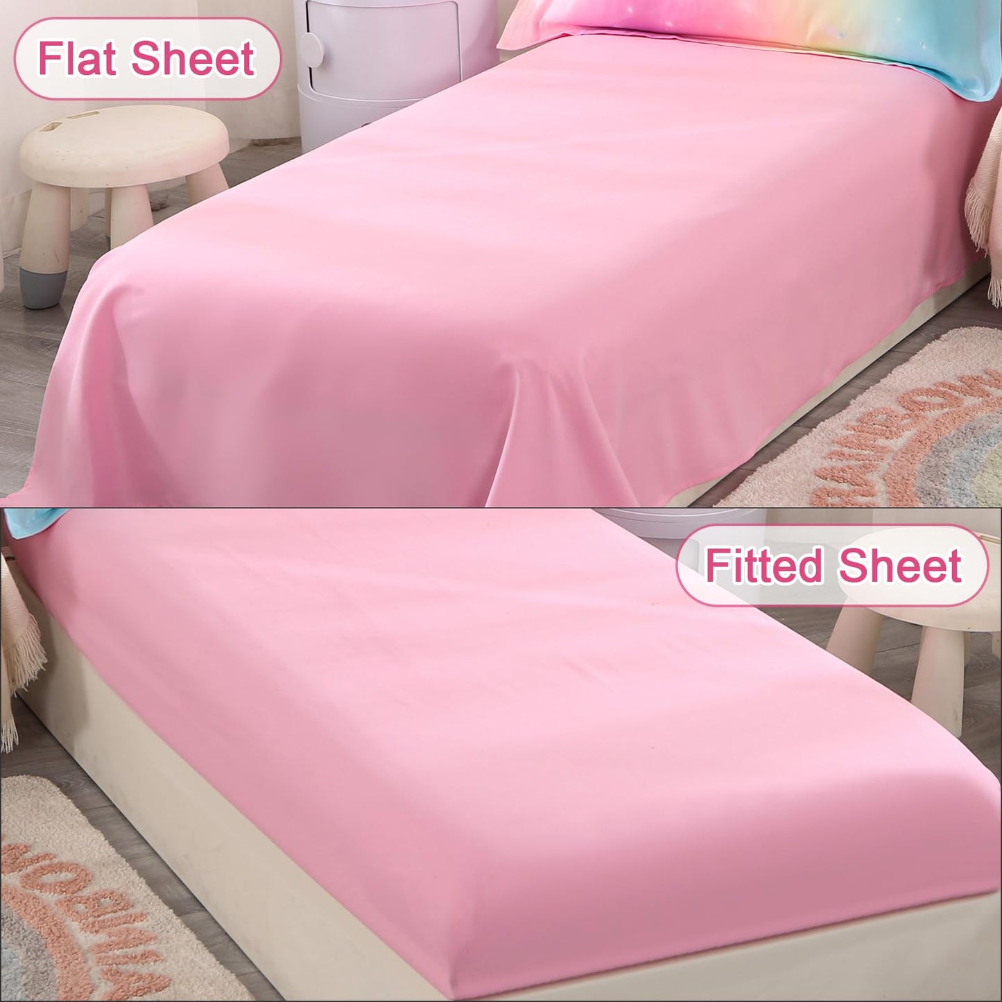 Wowelife 4 Piece Toddler Bedding Sets For Girls Pink Toddler Girl Bedding Set Toddler Bed Sets Stars Princess Toddler Bed Comfor