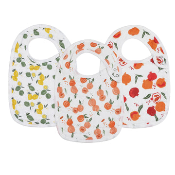 Snap Muslin Bibs For Girls, 3-Pack Baby Bibs For Infants, Newborns And Toddlers, 100% Cotton Muslin Absorbent & Soft Layers, Adj