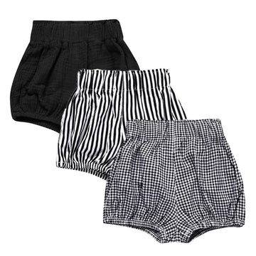 Mygbcpjs Baby Girls Boys 3 Pack Cotton Linen Blend Cute Bloomer Shorts Loose Harem Shorts