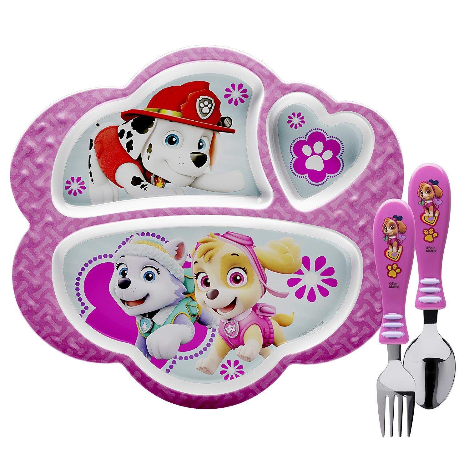 Zak Designs Paw Patrol Dinnerware Includes Melamine 3-Section Divided – Cutebaby