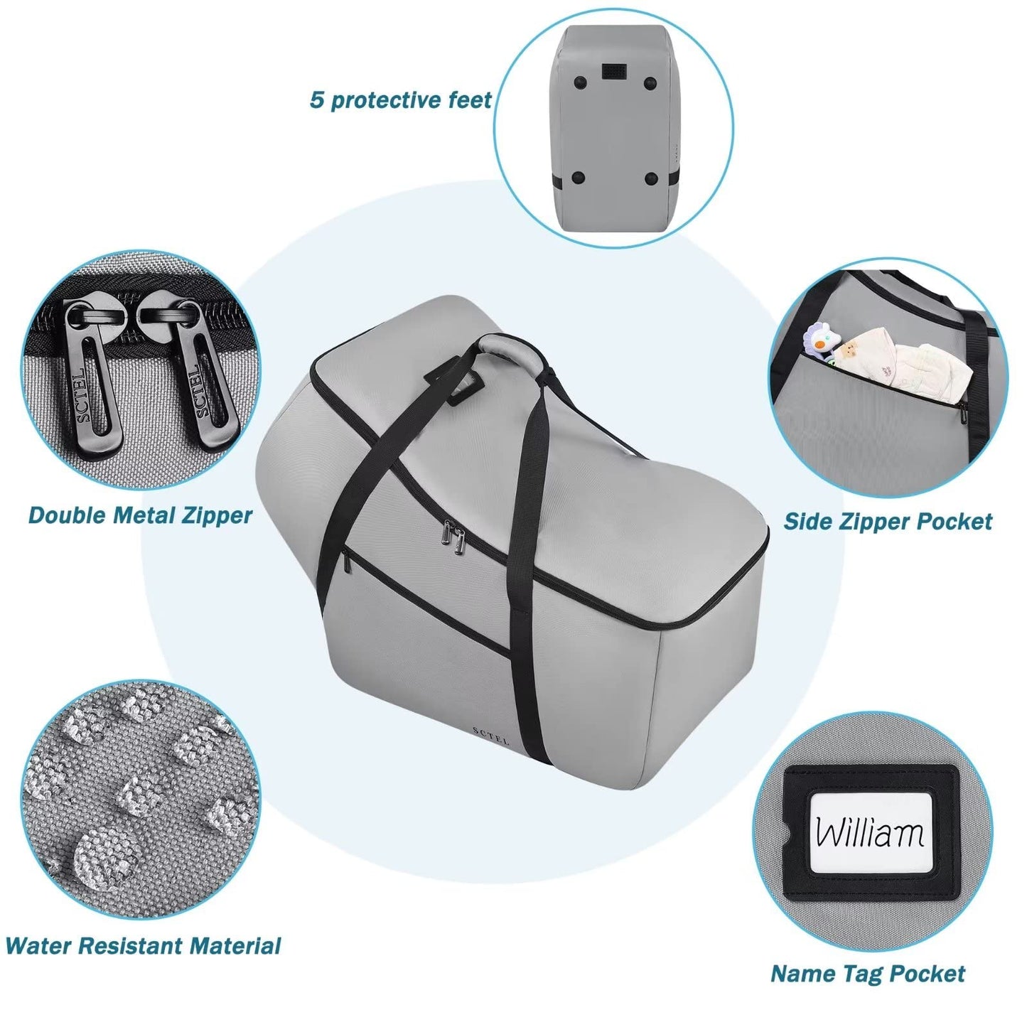 Sctel Car Seat Travel Bag Fit All Nuna Pipa Car Seat And Base, Doona Infant Car Seat Stroller, Padded Car Seat Bags For Air Trav