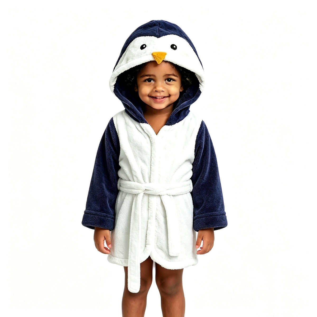 Baby Boy Bathrobe Hooded Towels Unisex Infant Bath robe Towel For Toddle Terry Ultra Absorbent Durable Blankets, Navy Penguin, M
