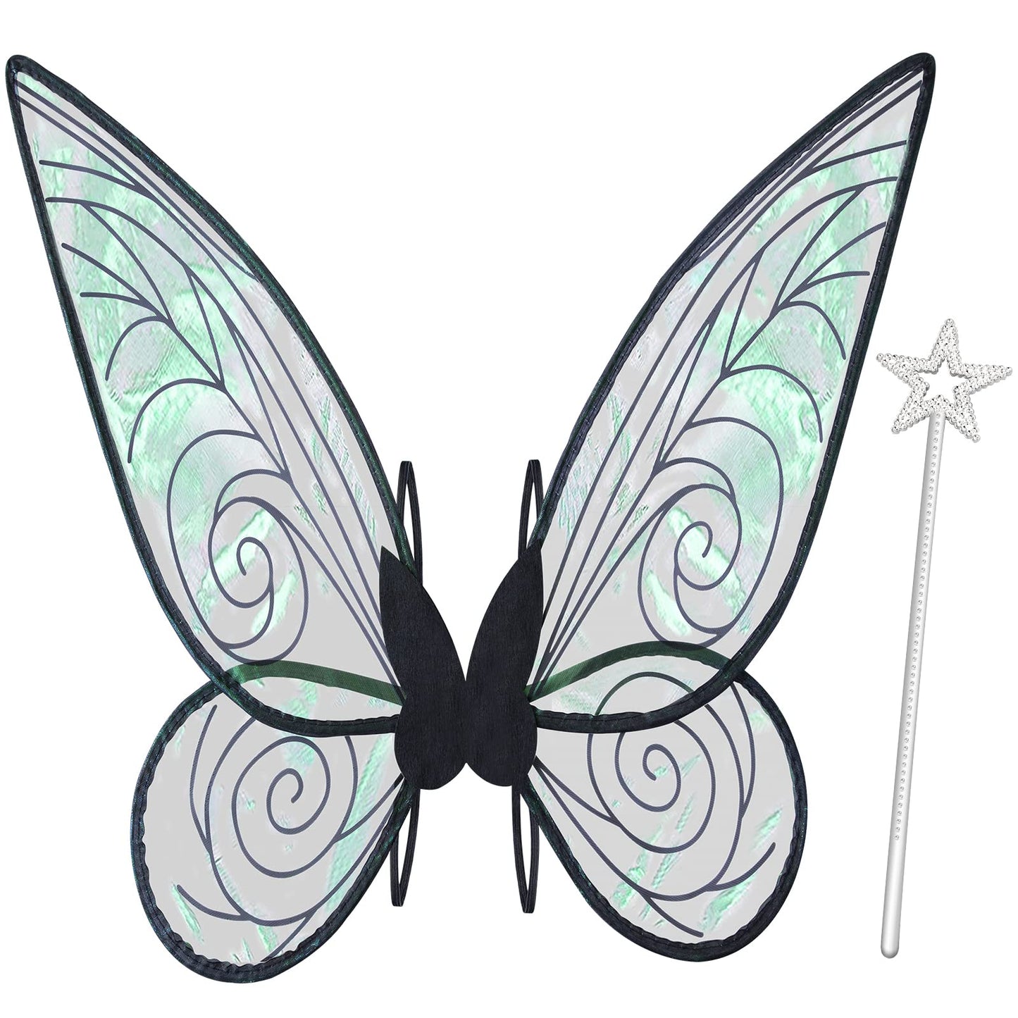 Quescu Fairy Wings For Adults,Butterfly Wings For Girls,Angel Wings,Fairy Costume For Women Halloween Dress Up Party Favor (Blac
