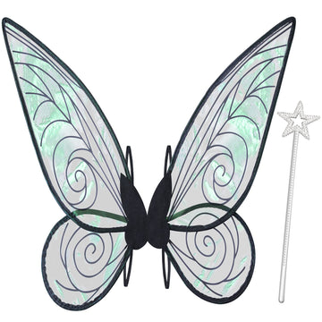 Quescu Fairy Wings For Adults,Butterfly Wings For Girls,Angel Wings,Fairy Costume For Women Halloween Dress Up Party Favor (Blac