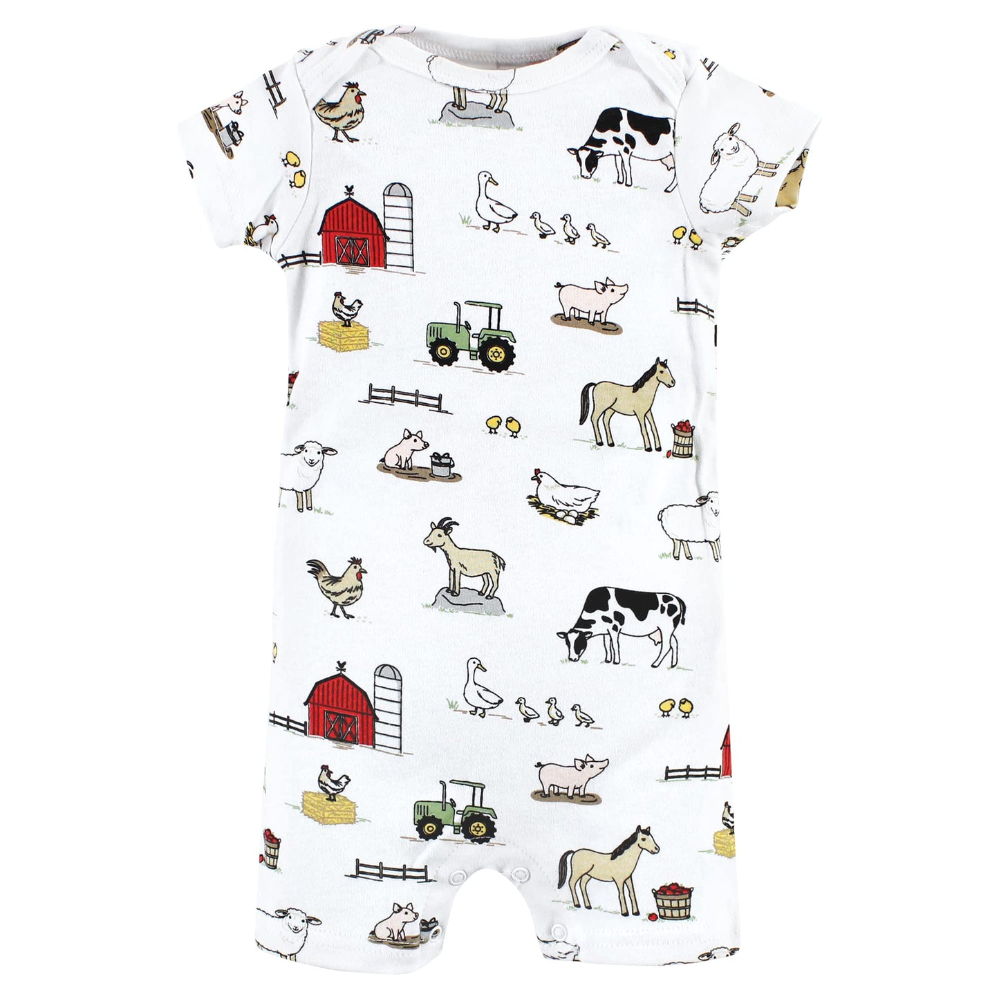 Hudson Baby Unisex Baby Cotton Rompers, Tractor, 3-6 Months