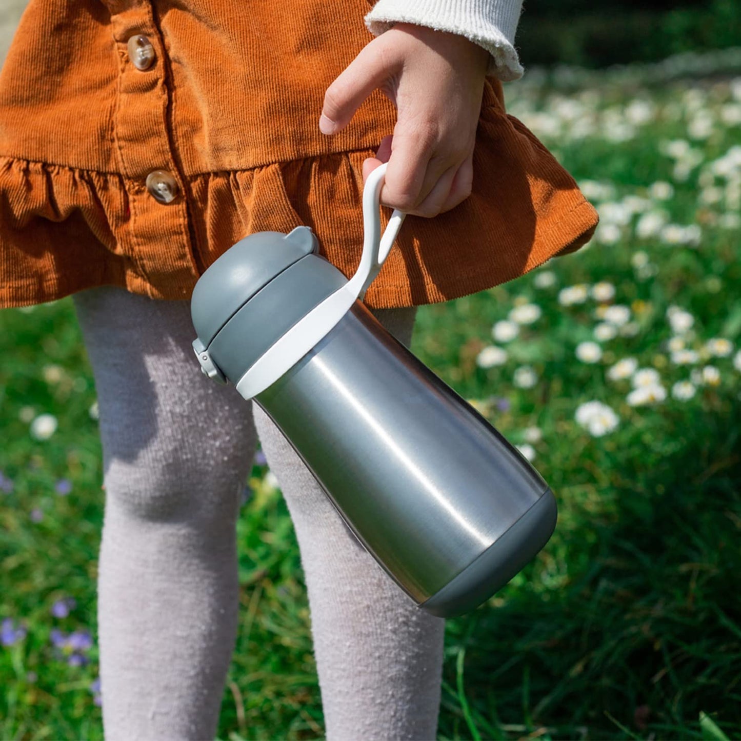 Beaba Kids Stainless Steel Insulated Water Bottle, Kids Water Bottle, Toddler Thermos With Spill Proof Spout And Close Top, Perf