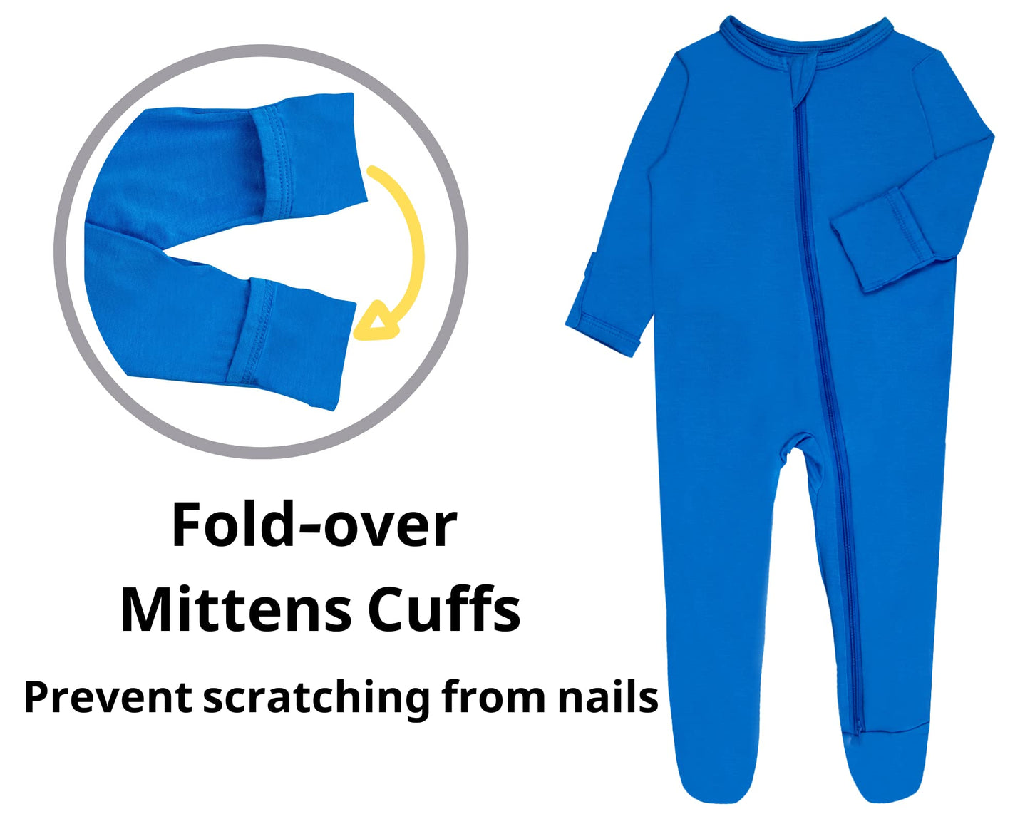 Guisby Baby Footed Pajamas With Mittens, Rayon Long Sleeve With Zippers Pjs 3Pack 3-6 Months