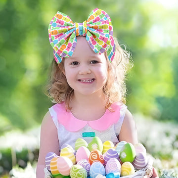 Oneninedream Easter Baby Girl Bows Easter Bunny Ears Headbands For Girls Rabbit Egg Hair Tied Bows For Newborn Infant Toddler Ea