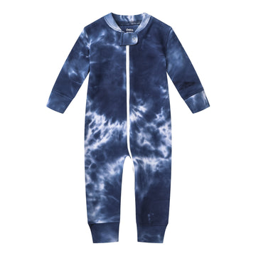 Owlivia Organic Cotton Baby Boy Girl Zip Up Sleep N Play, Footless, Long Sleeve(3-6 Months, Tie Dye Dark Navy)