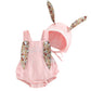 Baby Girl Easter Outfit Vintage Onesie Overalls And Bunny Ears/Toddler Dress Sister Mathing Clothes With Tail (Onesie Bunny Pink