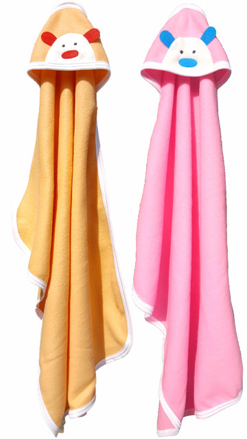 BRANDONN Newborn Biggest Size (36 INCH X 27 INCH) with Fancy Boon Border Baby Blanket for Babies (Pack of 2;Beige & Pink)