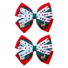 2PCS Christmas Hair Bows for Girls 4 Inches Green Elk Grosgrain Ribbon Hair Accessories Small Xmas Boutique Hair Clips Elk Chris