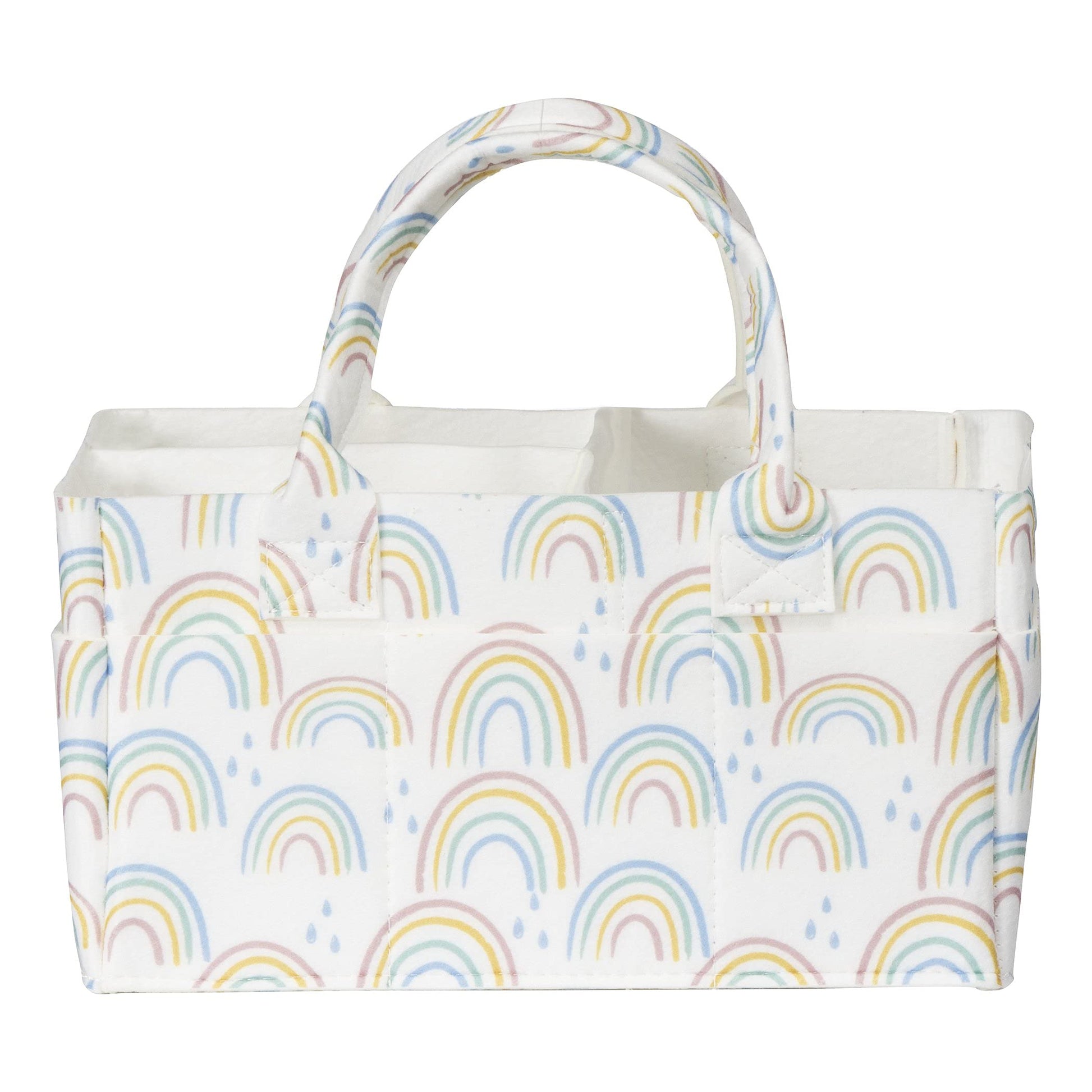 Sammy & Lou Collapsible Painterly Floral Felt Storage Caddy, Divided Design To Keep Diapers, Wipes And Changing Items Organized,