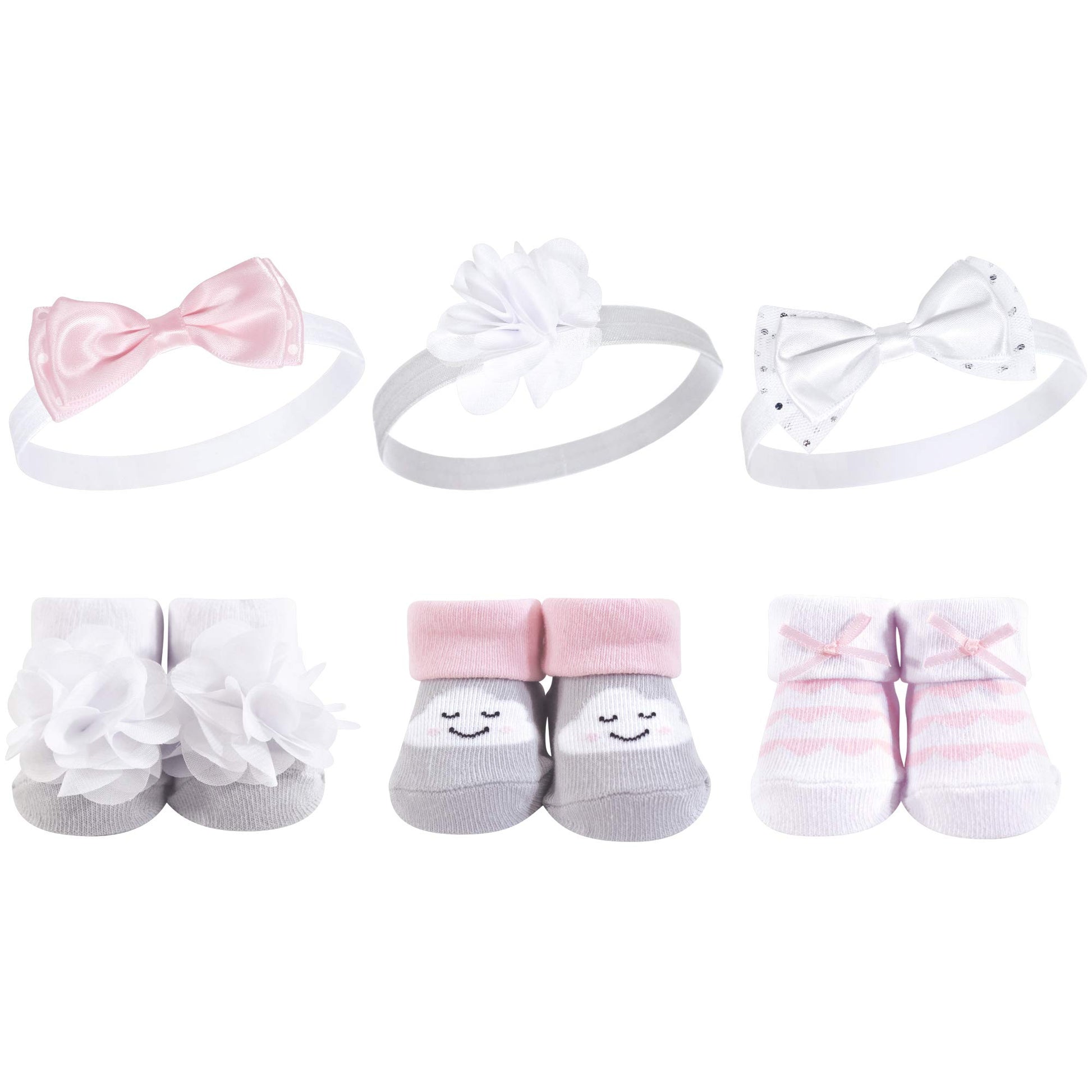 Hudson Baby Unisex Baby Headband And Socks Gift Set, Gray Cloud, One Size