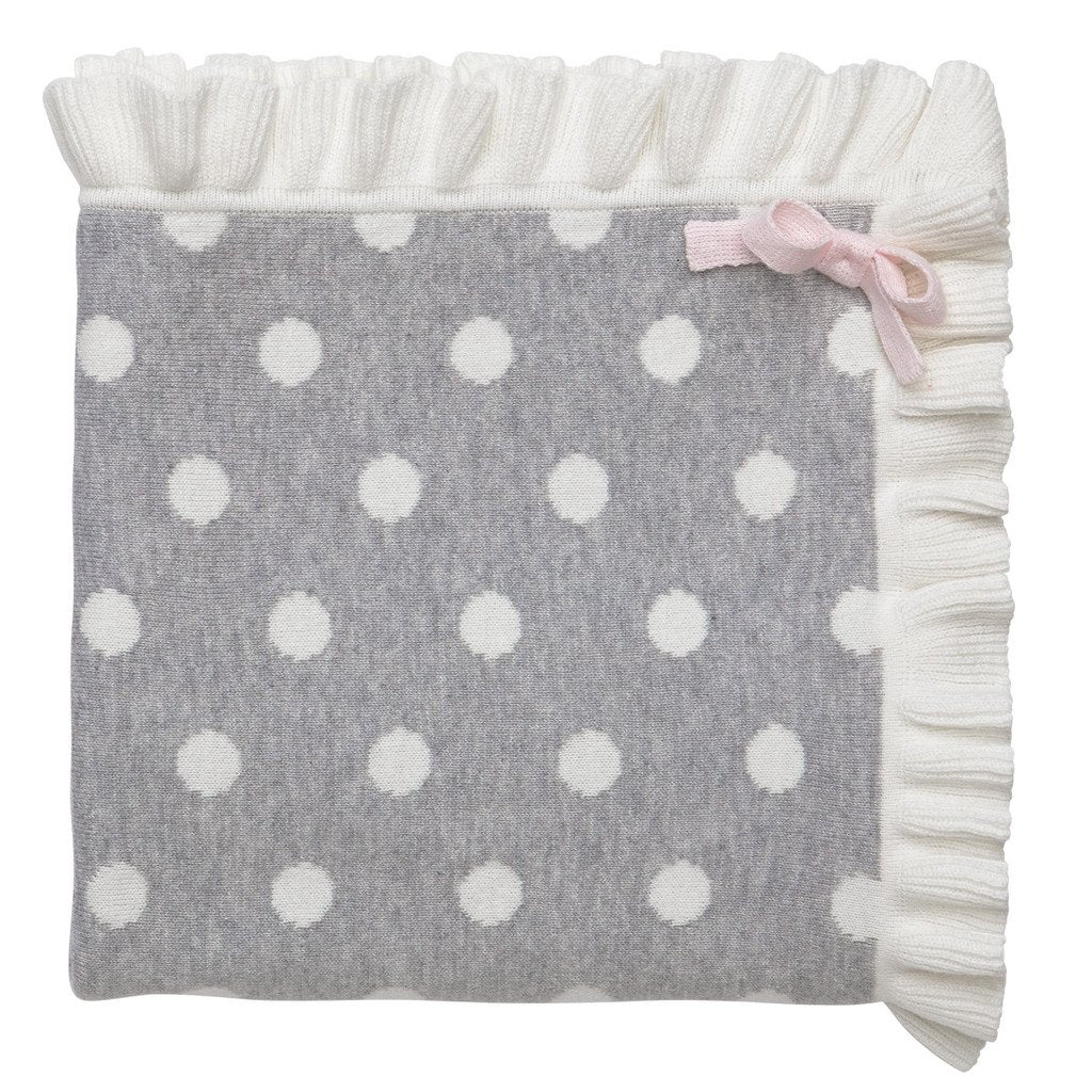 Elegant Baby 100% Cotton Tightly Knit Blanket, Gray Dot, 30 x 40